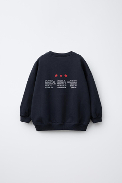 ZARA ТОЛСТОВКА С ФЛОКОВЫМ ПРИНТОМ ROLLING STONES ©, ЧЕРНЫЙ