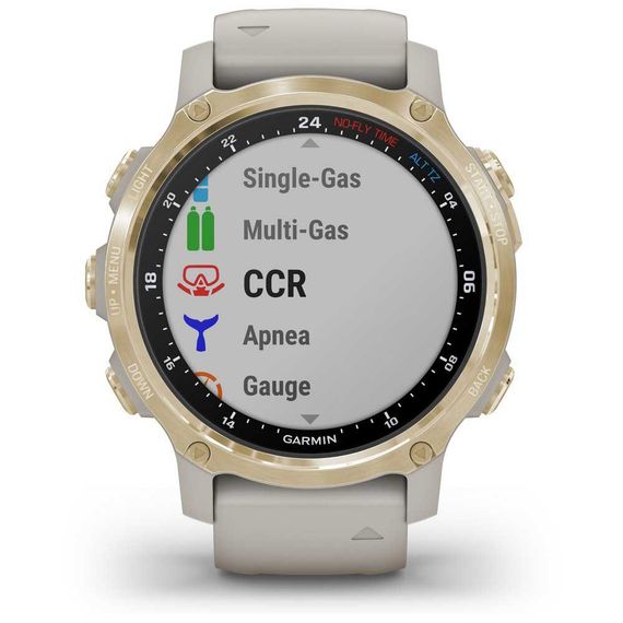 Умные часы - дайвинг компьютер Garmin Descent MK2s светло-золотистый корпус со светло-песочным силиконовым ремешком