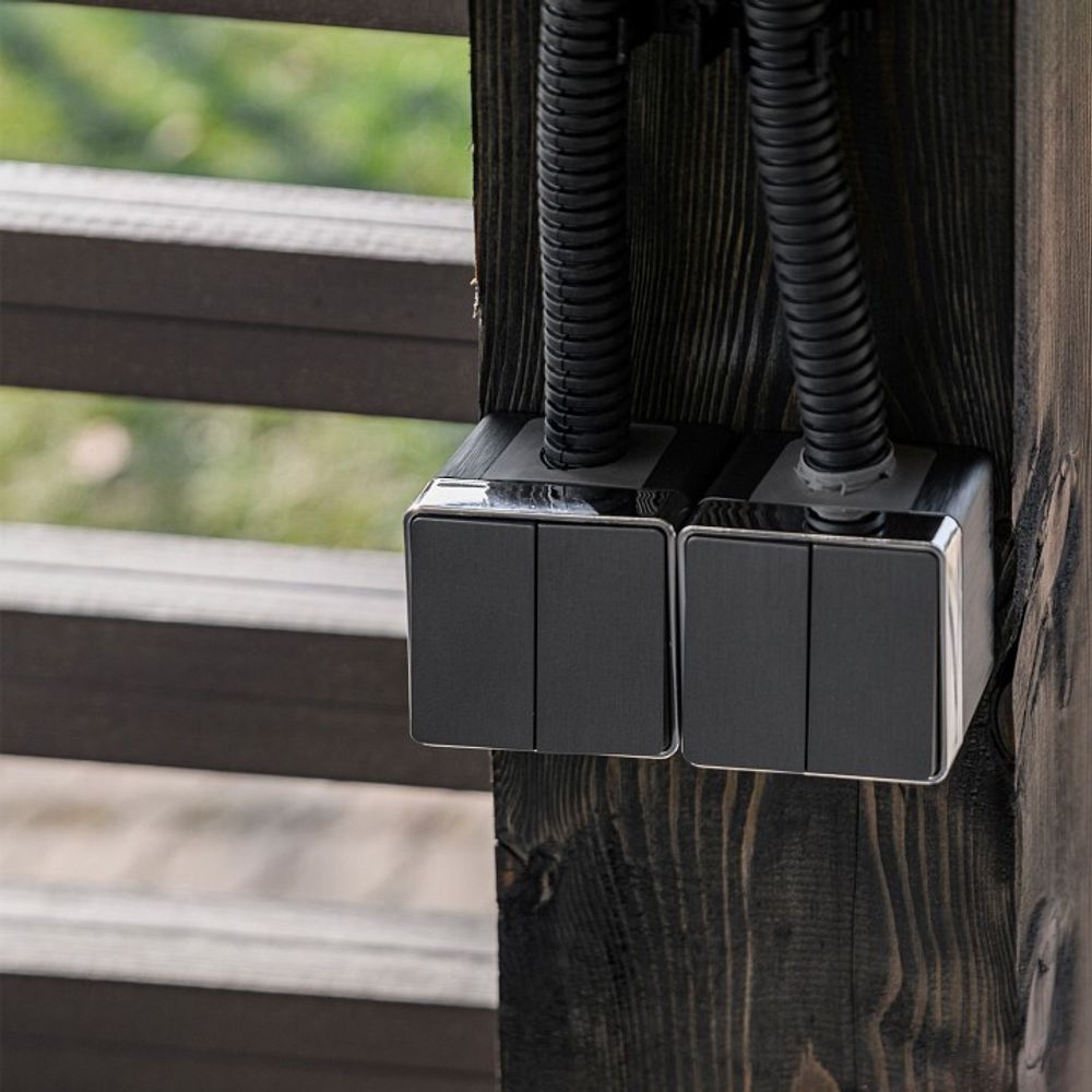 Выключатель двухклавишный влагозащищенный Werkel Gallant (графит рифленый) W5020204