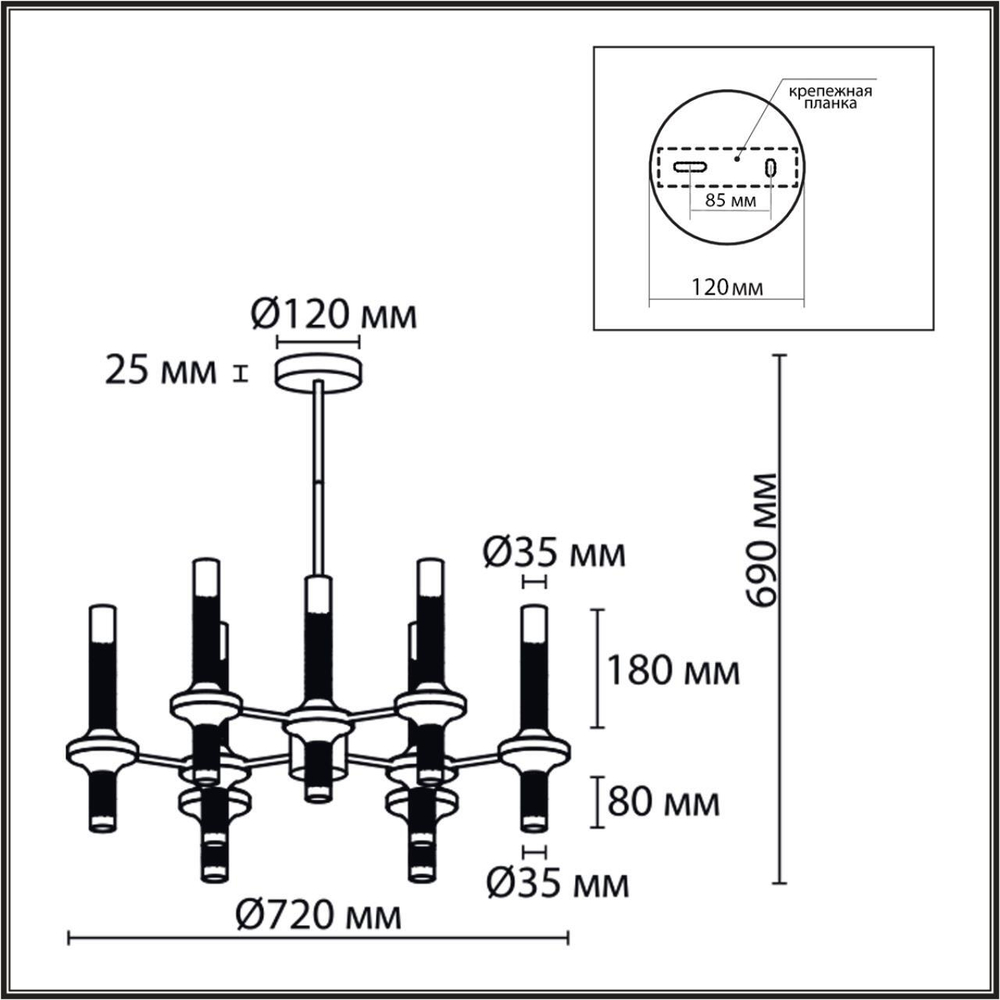 8112/18 NEOCLASSI LN25 26 черный/бронза/прозрачный, металл/стекло Люстра потолочная G9 18*30W 220V TAMARESA