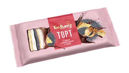 Торт с творогом с маковой начинкой в глазури 200г Беллакт