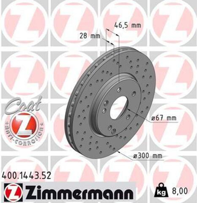 ZIMMERMANN - 400144352-ZIM - Brake Disc