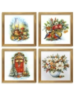 Картины на стену интерьерные на холсте 4 шт, 23*23 см