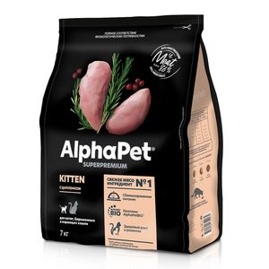 Сухой корм AlphaPet Superpremium для котят, беременных и кормящих кошек с цыпленком