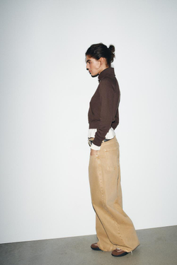 ZARA ТОЛСТОВКА ИЗ ФЛИСА НА МОЛНИИ, КОРИЧНЕВЫЙ