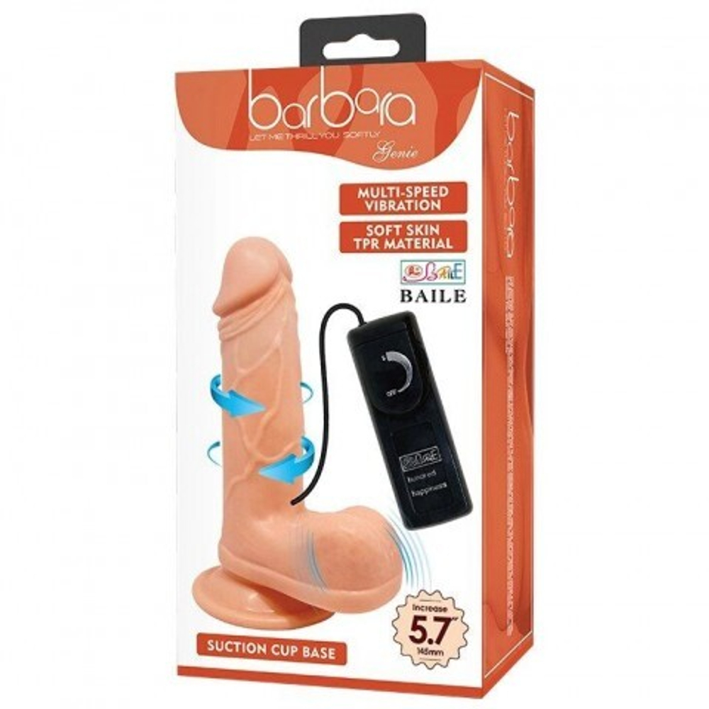 Вибратор-реалистик на присоске с пультом Barbara (20×4,7 см)