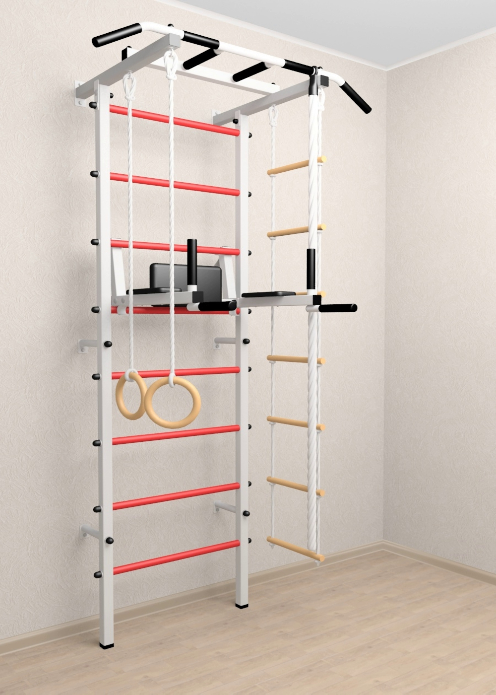 Шведская стенка Sv Pro 803 (Турник Pro/Брусья/стойка/Канат/Kольца/Лестница)