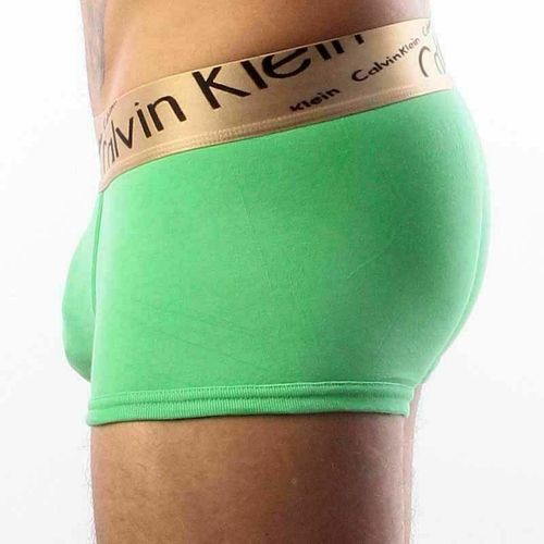 Мужские трусы хипсы зеленые с косой резинкой Calvin Klein Bronze Boxer Italics Green