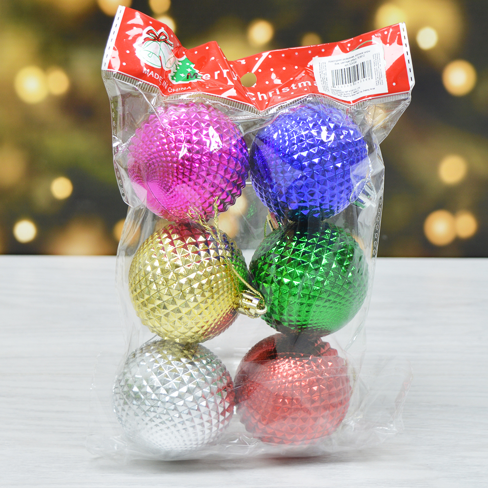 Шар новогодний 6шт 6см микс цветов, 3L6612 №33