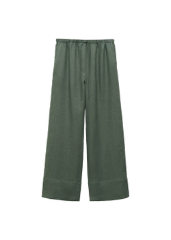 Прямые брюки с хлопком и льном