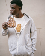 Zip-Up Hoodie Ragged LOGO Melange