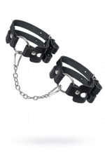 Оковы BDSM из двух ремешков натуральная кожа чёрные