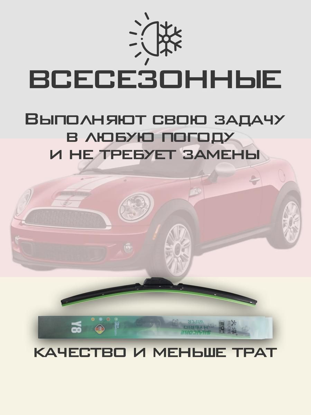 Щетки стеклоочистителя HUOYE Y8 525/525 мм на Mini Coupe | Pinch tab