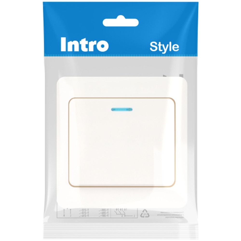 Выключатель Intro Style 7-102-01 с подсветкой, 10А-250В, IP20, СУ, белый