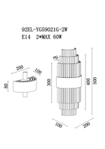 92EL-YG59021G-2W Бра латунь, стекло прозр. 20*10*h.50см