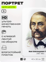 Портрет для школы в кабинет литературы и русского языка "Гончаров Иван Александрович", стенд школьный для класса, для оформления классного уголка, 40х30 см, Silver Plane x Айдентика Технолоджи