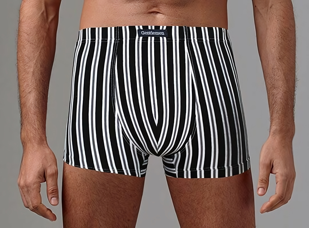 Черно-белые мужские трусы-боксеры (Размер: M) (Цвет: черный с белым)