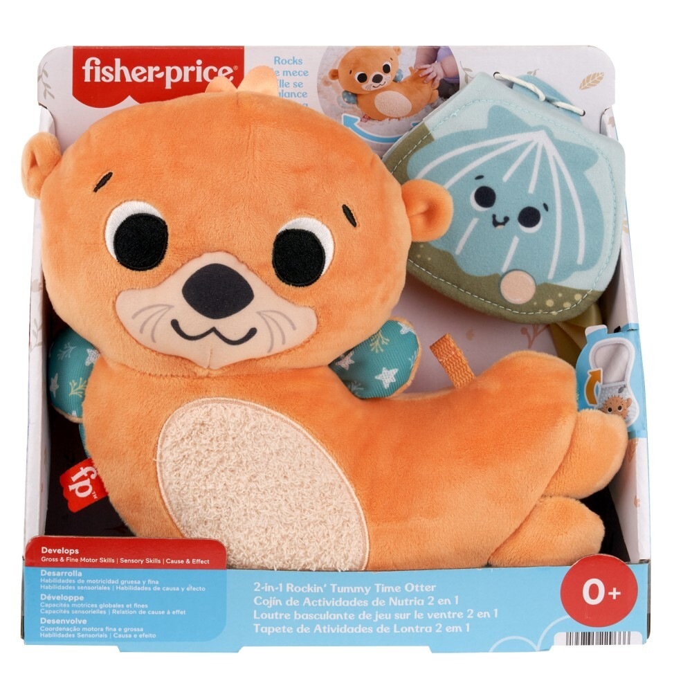 Fisher-Price - Подушка для живота Rocking Otter 2в1 с мягкой книжкой HXG96/ артикул HXG96 / GTIN 194735229666