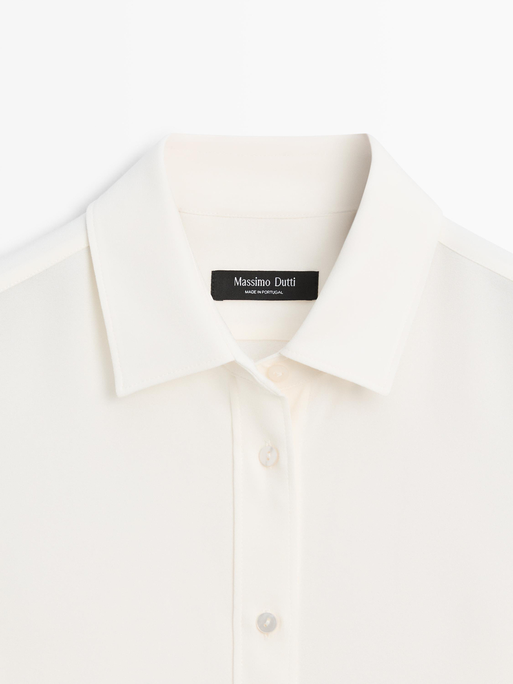 Massimo Dutti Рубашка свободного кроя с воротником, экрю