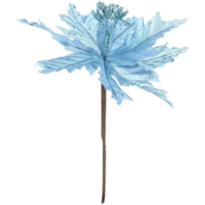Украшение новогоднее «Пуансеттия - Мерцание» 17 см, Голубой
