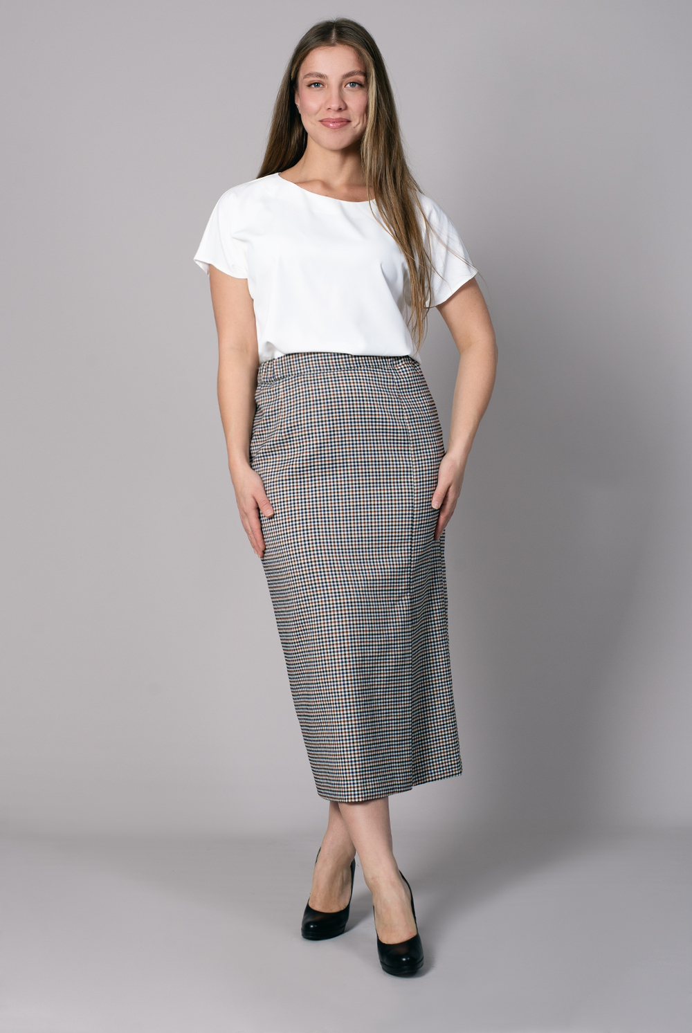 Юбка женская 3884ВП, клетка #412Кла013884ВП