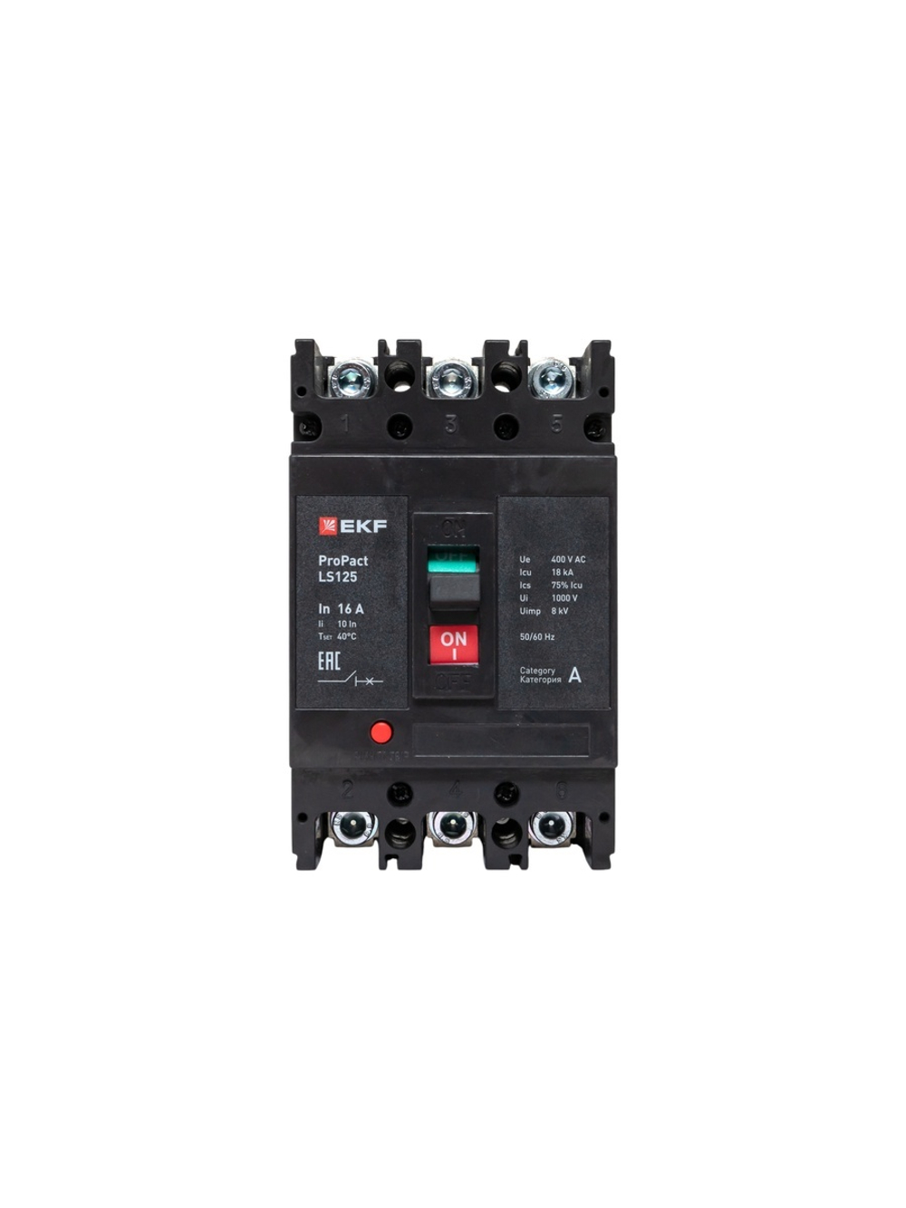 Выключатель автоматический 3п 16А 18кА LS125 ProPact EKF mccb-125-18-3-16-ls