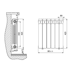 Радиатор биметаллический Rifar Monolit 350 10 секций (1380 Вт)