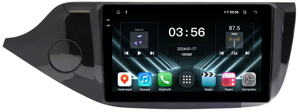 Магнитола для KIA Ceed 2 2012-2018 (рамка глянцевая) - FarCar DX216M монитор 9.5" IPS на Android 13, 4+64Гб, CarPlay