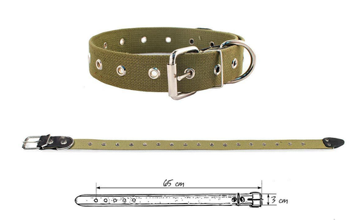 Cootton ошейник для собак брезентовый на фетре универсальный 30 мм, 62 см.