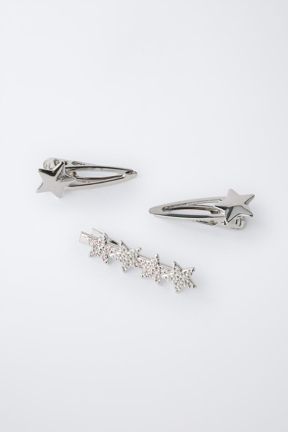 ZARA НАБОР ИЗ 3 ЗАКОЛОК ДЛЯ ВОЛОС «БЛЕСТЯЩИЕ ЗВЕЗДЫ», СЕРЕБРИСТЫЙ