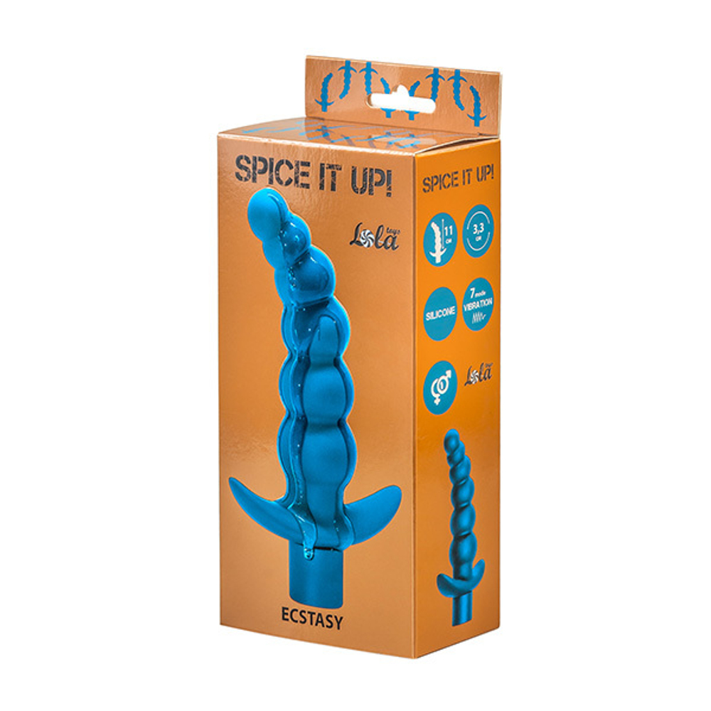 Анальный стимулятор 14см с вибрацией Lola Games Spice it up Ecstasy Aquamarine 8009-03Lola