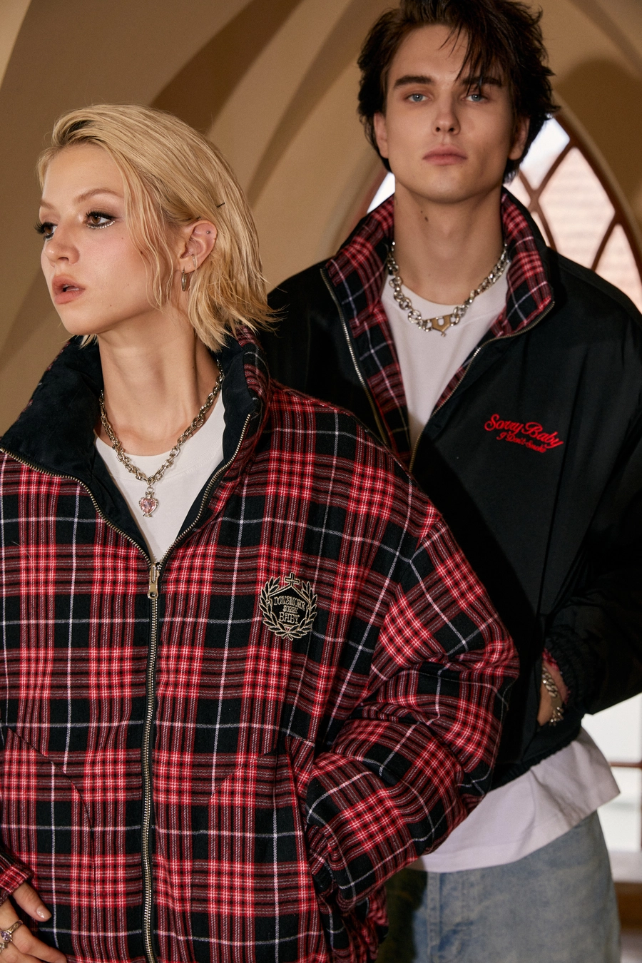 Двусторонний пуховик DONSMOKE "Double Sided" Plaid Puffer Jacket