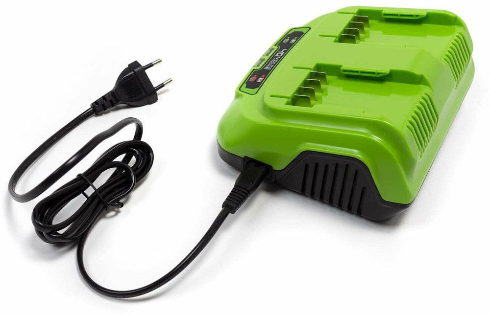 Быстрое зарядное устройство для 2-х аккумуляторов 40V GreenWorks 2938807
