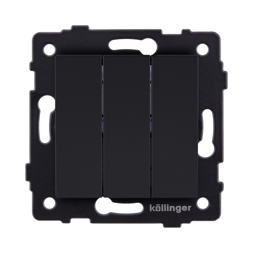 Выключатель 3-клавишный 10А/250В, черный матовый Kollinger REA-S-012BM для Aspekt, Eleganz, Reflex