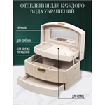 Шкатулка-кейс для украшений и косметики, полимер, 21.5х15х13 см, пудр, Y4-5320-1