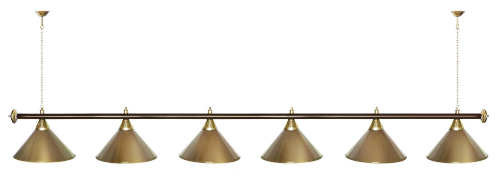 Лампа STARTBILLIARDS 6 пл. (плафоны зеленые,штанга золотая,фурнитура золото)