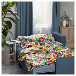 IKEA BRUKSVARA  (ИКЕА БРУКСВАРА)  -  Пододеяльник и 2 наволочки, многоцветный/цветочный рисунок, 200x200/50x60 см