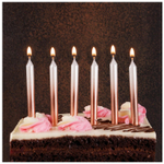 Свечи для торта «Перламутровый градиент» в цвете бело-розовое золото 8 см, 6 шт с подставками