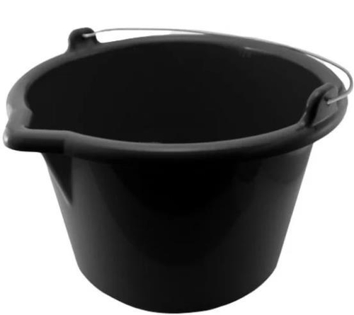 Ведро строит. пластик. усиленное   8л  чёрное, со сливом, оц.ручка,  Black White  DEСOR/633-008
