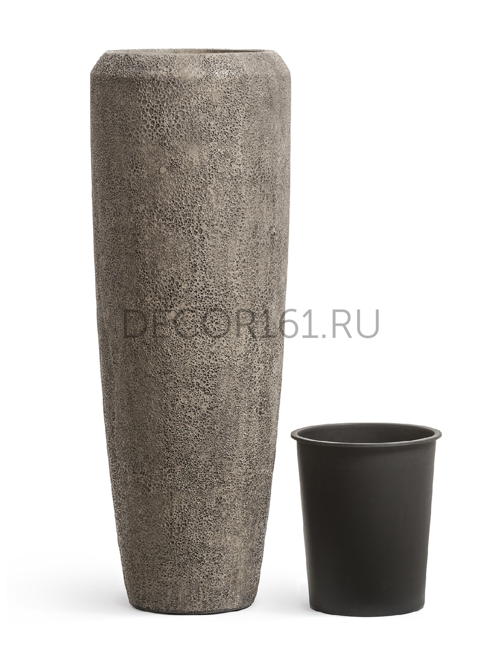 Кашпо TREEZ Effectory Volcano Высокий конус Design Серо-коричневый туф в-75 см, д-34 см 1/1 41.3321-11-066-LBR-75