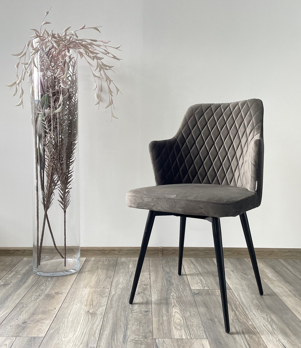 Стул М-City DISAUR Герман (Herman) поворотный на 360 градусов, Графит 14, Велюр, Черный каркас