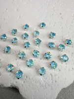 Шатоны 4 мм, Голубой радужный опал в серебре, 25 шт