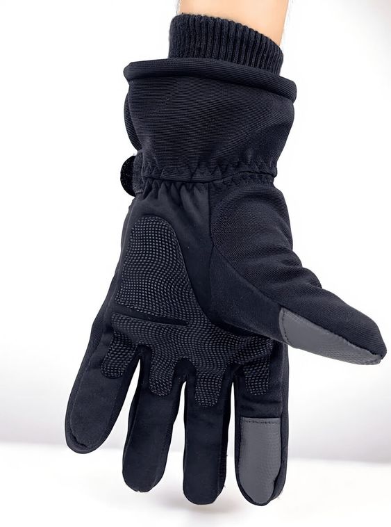 Тактические зимние перчатки с мехом Черный