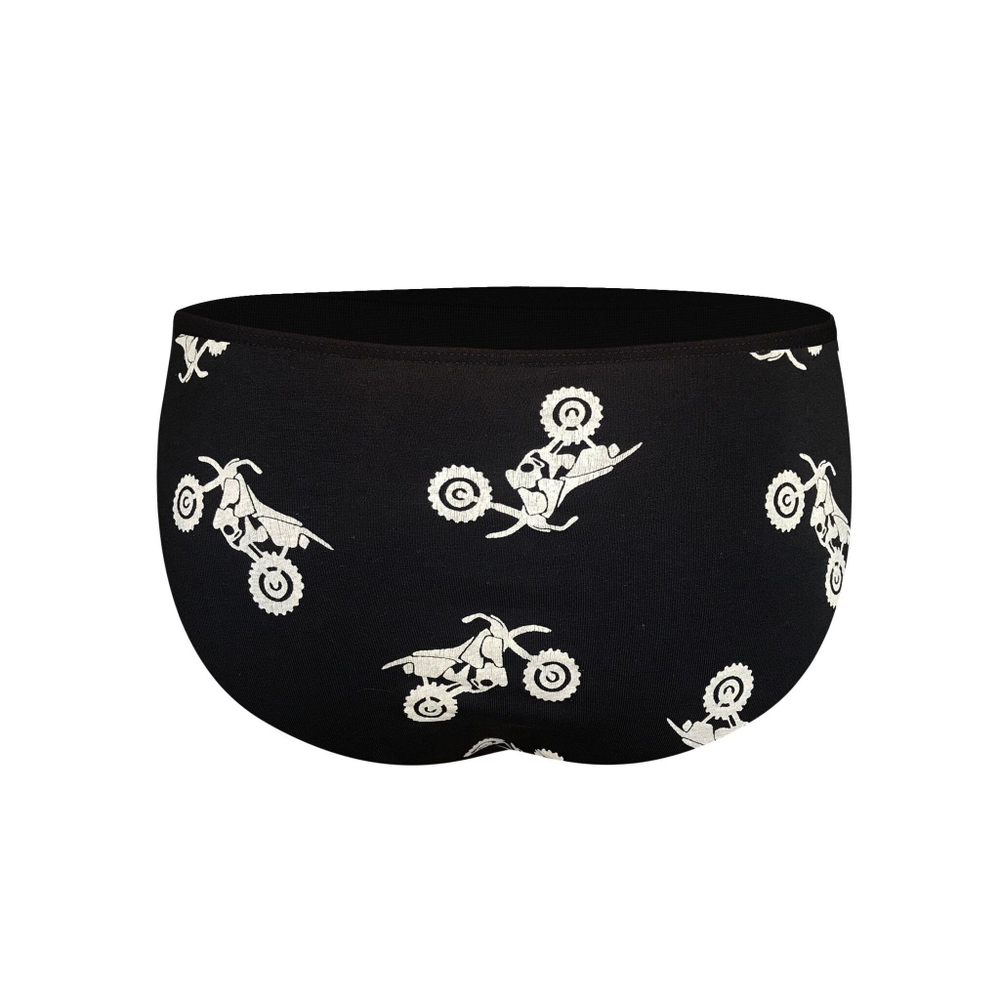 Черные мужские трусы-слипы с принтом в виде байков (Размер: S) (Цвет: черный)