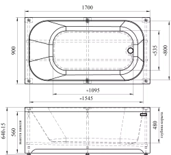 Акриловая ванна Radomir (Радомир) Прованс 170х90, с каркасом