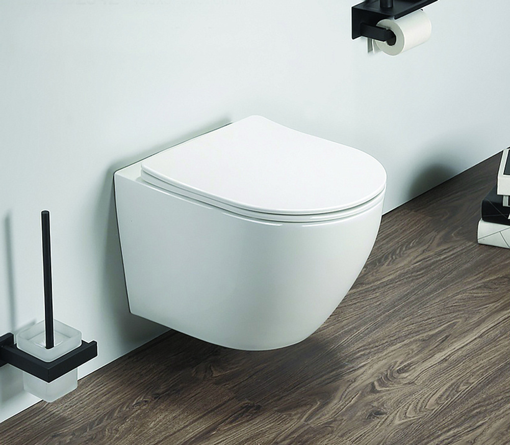 Унитаз подвесной Azario Grado 490х370х370 безободковый, в комплекте с сидением микролифт, белый (AZ-0046 SP)