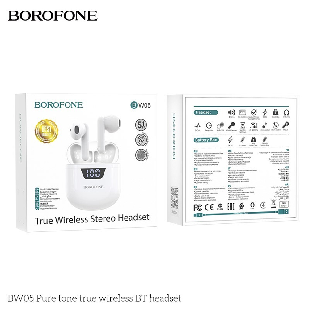 Беспроводные наушники TWS BOROFONE BW05 (белый)