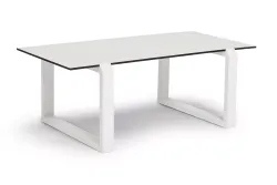 "Варадеро" журнальный стол из HPL 110х60 H43, каркас алюминий белый муар, цвет столешницы "молочный"