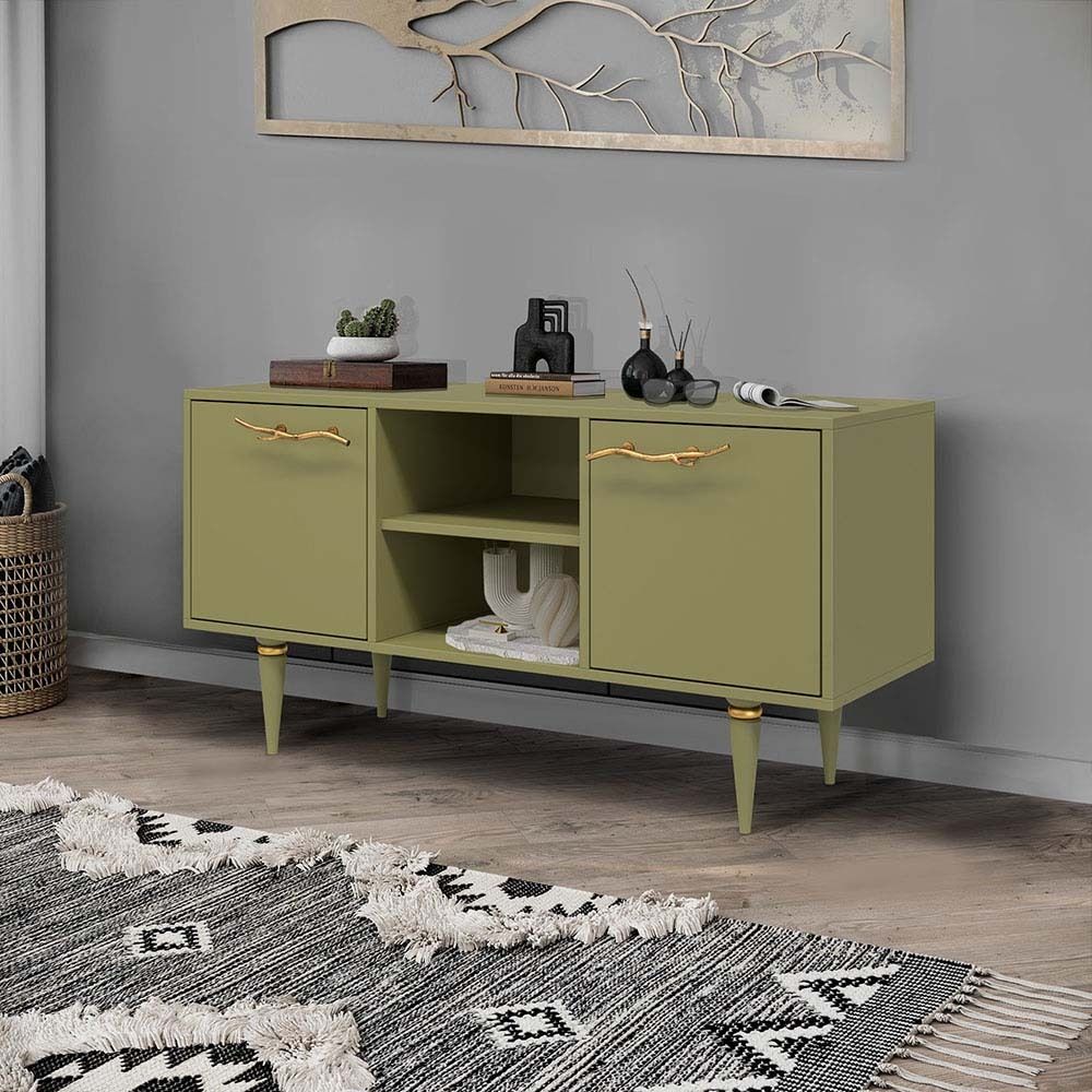 Тумба под ТВ Арт Колор matte 117см Классик Сильвер Зеленая олива матовая