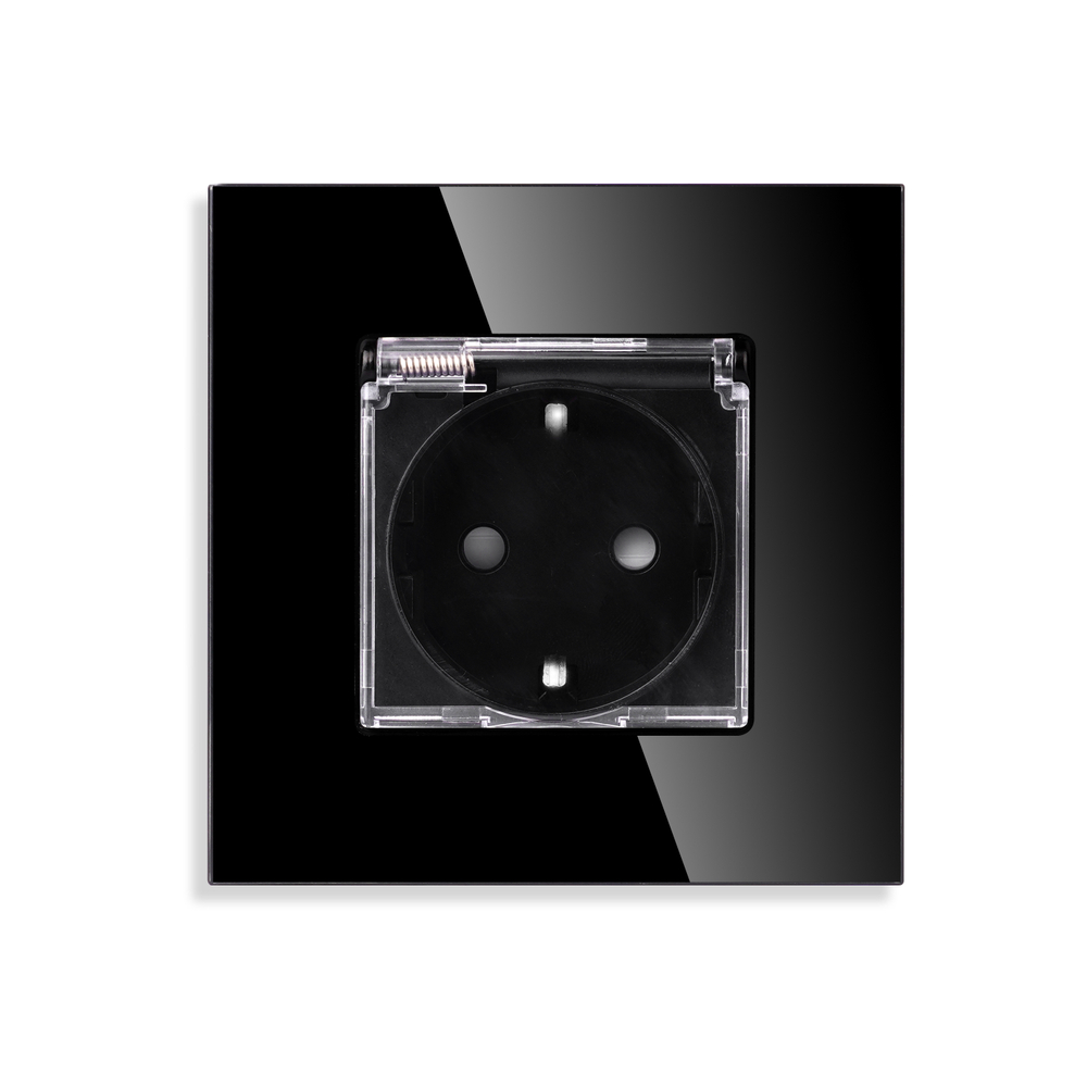 Розетка влагозищищеннавя в рамку 16А M1FWP ЧЕРНЫЙ